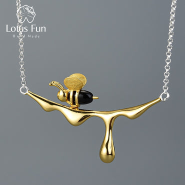 Bee and Dripping Honey Pendant Necklace Women