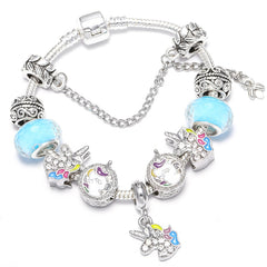 Vintage Silver Color Charms Bracelets Beads Brand