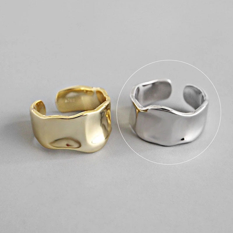 Charming Irregular Chain Geometric Rings Gold Open Rings