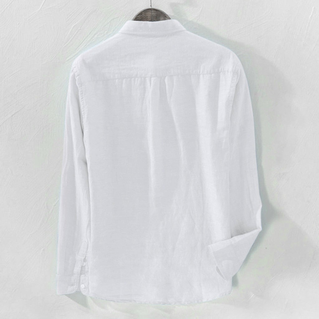 Shirt Men Linen Baggy Cotton Linen Long Sleeve Button Down Shirts