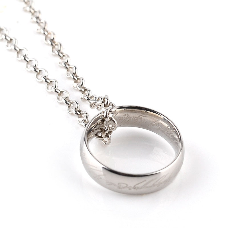 Stainless Steel One Ring Of Power Elf Bilbo Baggins Gollum Tolkien Letter Necklaces