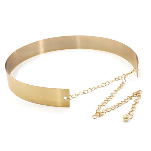 Fashion Women Adjustable Metal Designer Belt Bling Gold Silver Plate Vintage