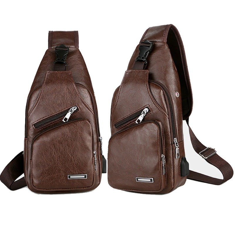 Men Crossbody Bags Men USB Chest Bag Designer Messenger