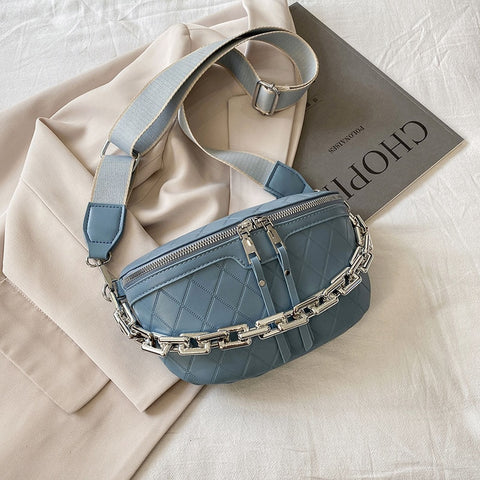 Thick Chain Waist Bag Women Leather Fanny Pack