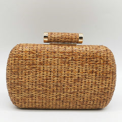 Straw Women Metal Clutches Chain Shoulder and Crossbody Bags