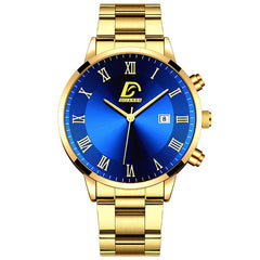 Fashion Mens Gold Stainless Steel Watches Minimalist Quartz Wrist