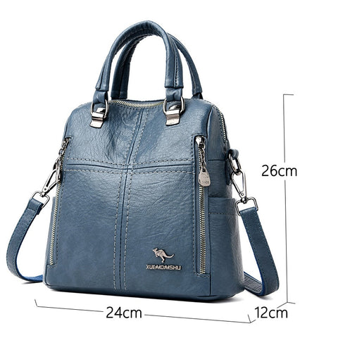 Leather Backpack Women Shoulder Multifunction Travel Backpack School Bags