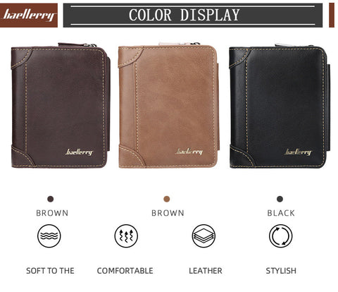 Men Wallets High Quality Zipper Short Design Card Holder