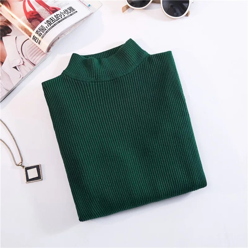 Top Pull Femme Turtleneck Pullovers Sweaters Long Sleeve Slim Oversize