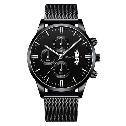 Fashion Mens Watches Luxury Men Stainless Steel Mesh Belt Quartz Wrist