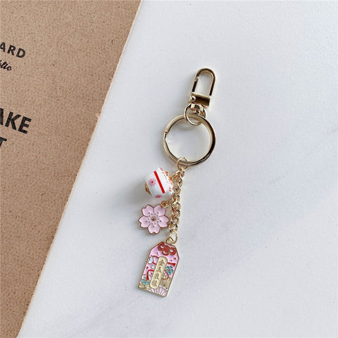 Omamori Sakura Amulet Lucky Cat Keychain Cute Pendant Clothes