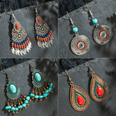Multiple Vintage Ethnic Boho Dangle Drop Earrings