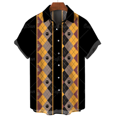 Clothing 3D Hawaiian Shirt Men Fashion Cashew Flower Geometric Printed Shirts