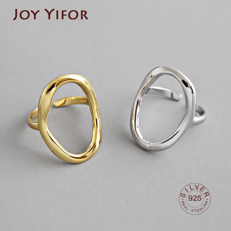 Charming Irregular Chain Geometric Rings Gold Open Rings