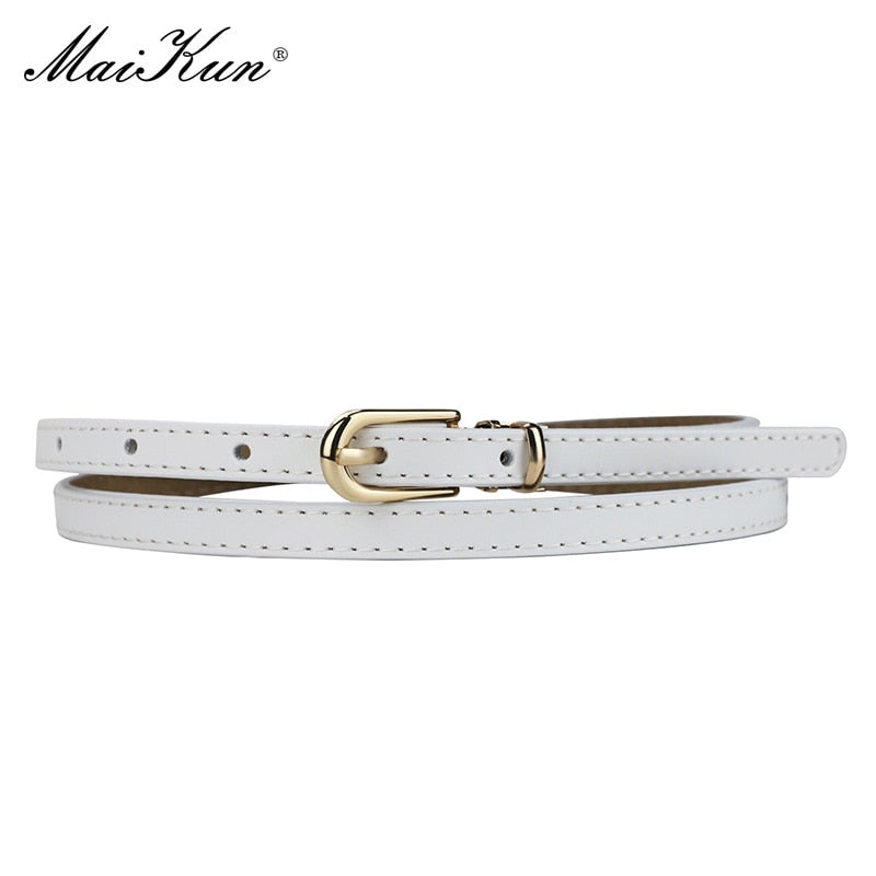 Women Belts Alloy Pin Buckle Genuine Leather Thin Belt Female Waistband