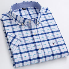 Oxford Short Sleeve Summer Casual Shirts Single Pocket Comfortable Standard-fit