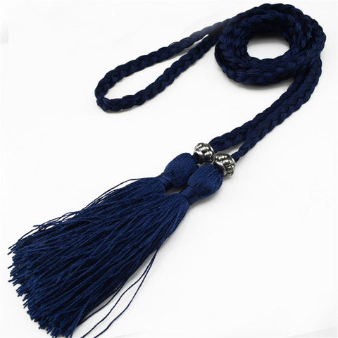 Tassel Belt Braided waistband Boho Girls Thin Waist Rope Knitted waist Belts