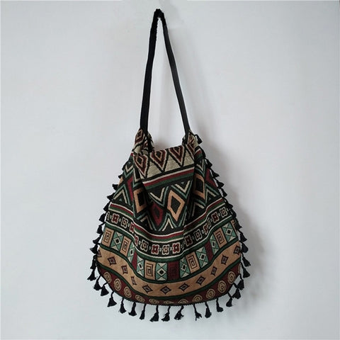 Vintage Bohemian Fringe Shoulder Bag Women Tassel Boho Hippie Gypsy