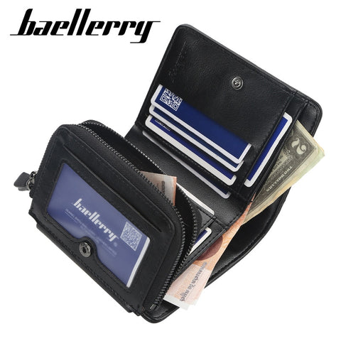 Men Wallets High Quality Zipper Short Design Card Holder
