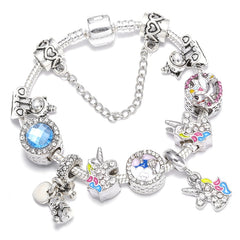 Vintage Silver Color Charms Bracelets Beads Brand