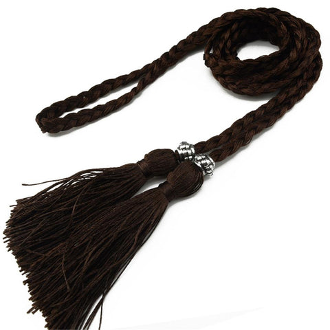 Tassel Belt Braided waistband Boho Girls Thin Waist Rope Knitted waist Belts