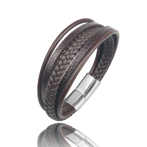 Multi-layer Coffee-colored Leather Accessories Special Magnet Bracelet