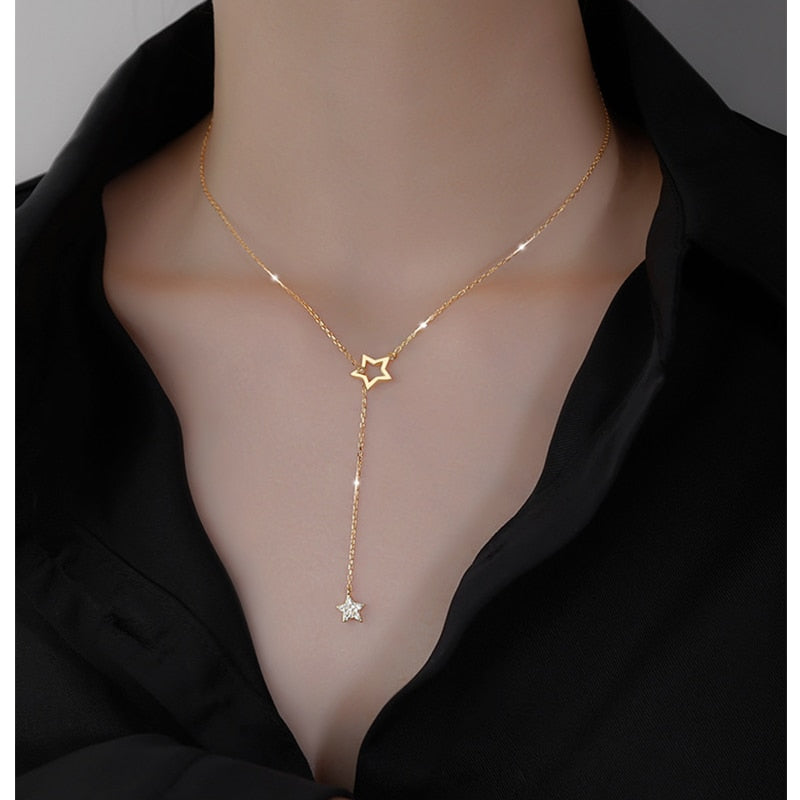 Cute Shiny Star Choker Drop Charm Necklaces Charming