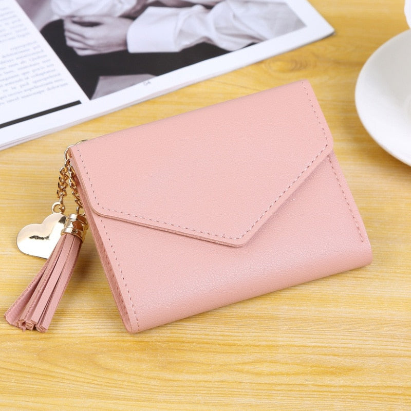 Long Wallets Pure Color Wool Ball Bow Clutch Bag