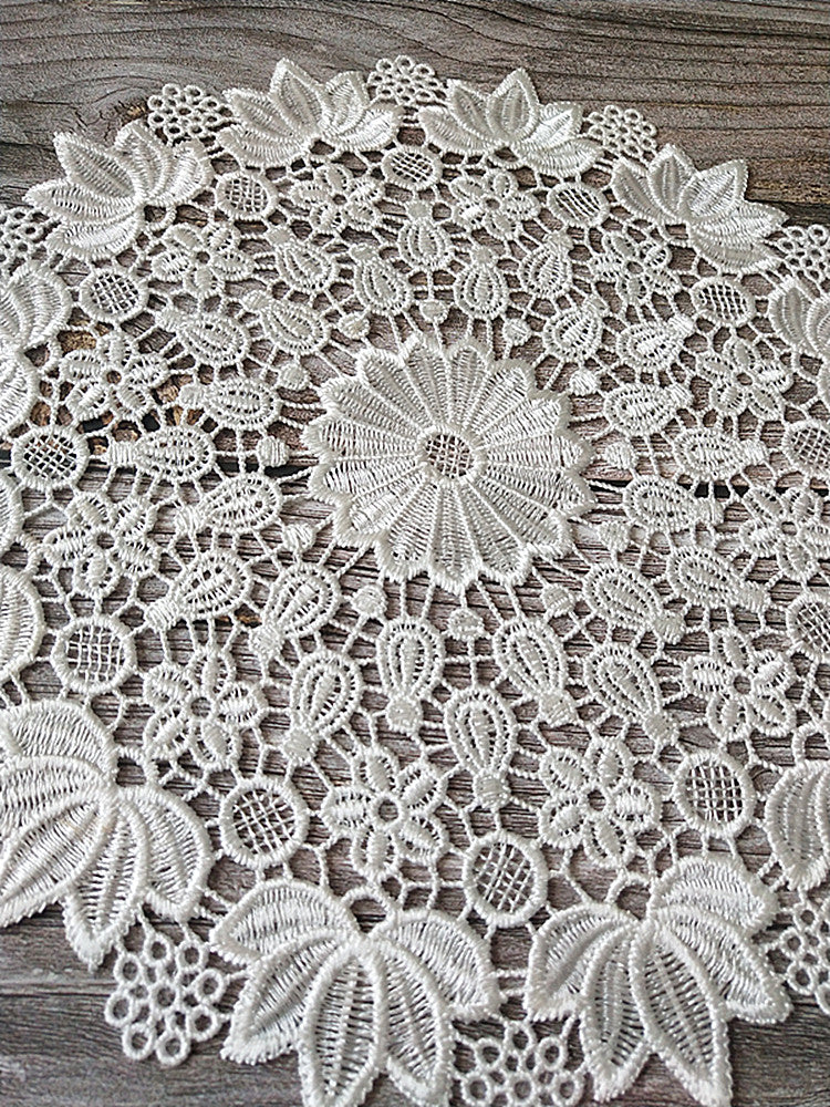 flower Lace Round Embroidery table place mat