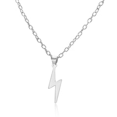 Stainless Steel Necklace For Men Long Chain Small Lightning Pendant