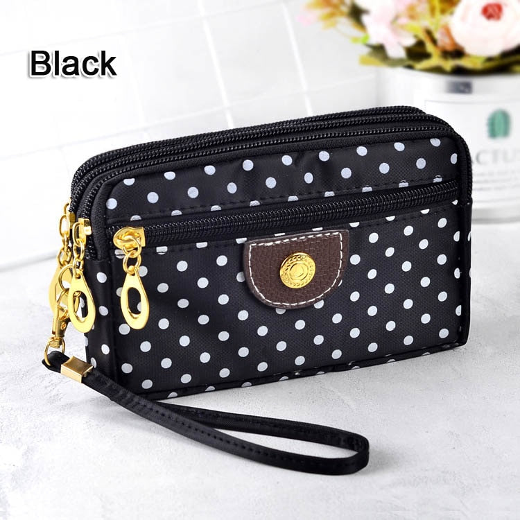 Fashion Women Wallets Small Handbags Canvas Dot Lady Zipper Moneybags