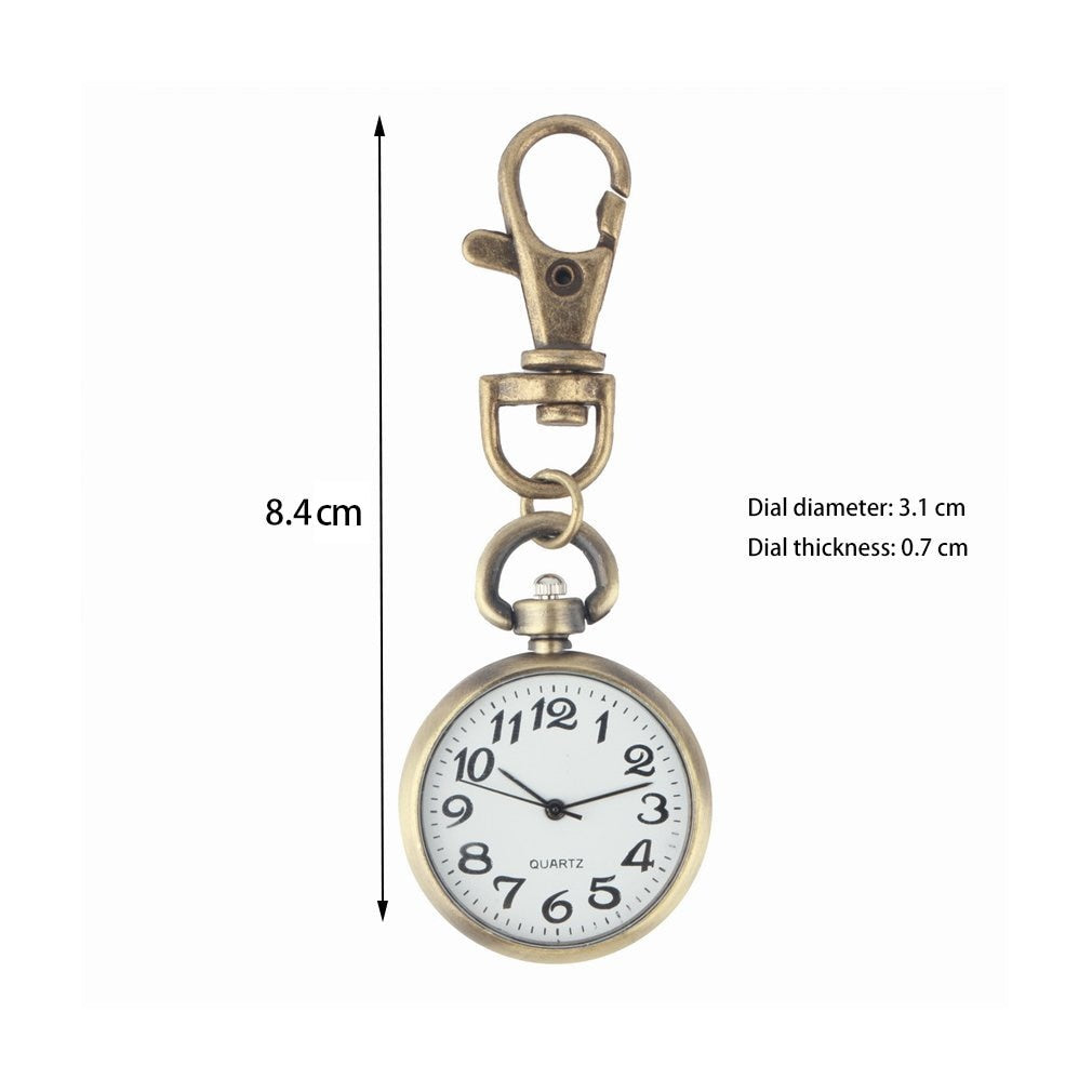 1pcs Retro Bronze Quartz Vintage Pocket Watch Keychain