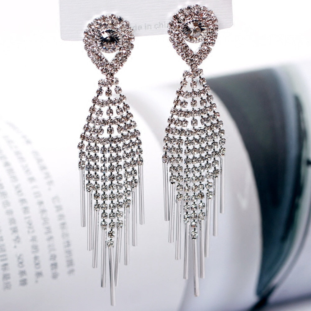 fashion design zircon earrings for women tassels pearl earrings