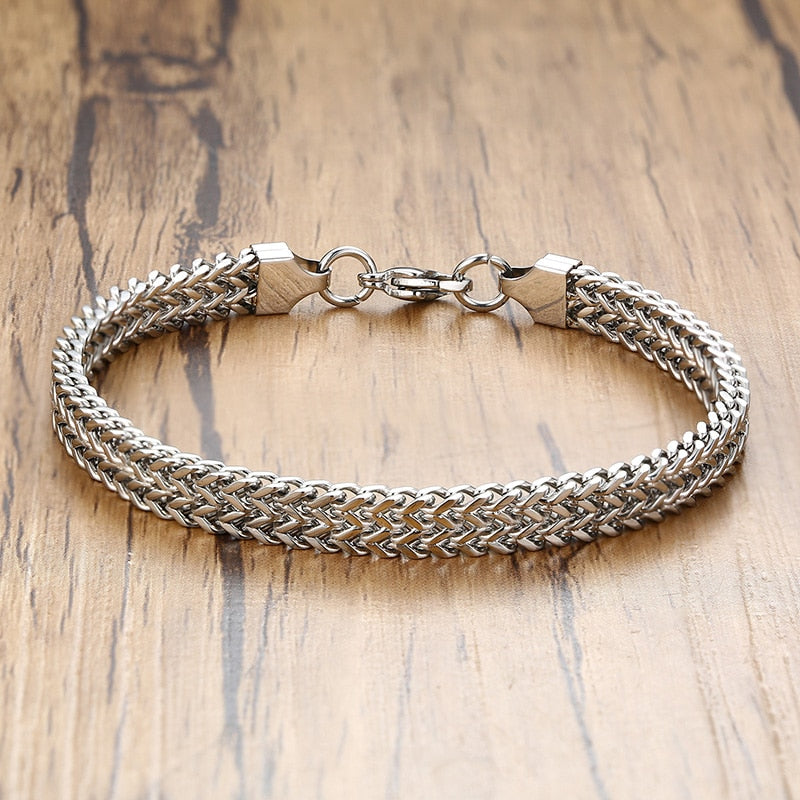 Vintage Oxidized Cool Double Curb Chain Bracelets