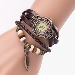 Multicolor High Quality Women Genuine Leather Vintage Quartz Dress Watch