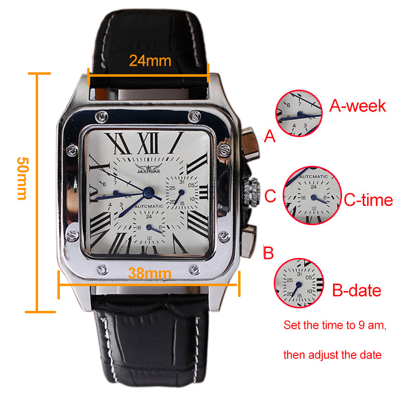 Automatic Mechanical Self-Winding Men Watch Square Case