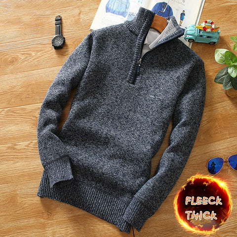 Fleece Thicker Sweater Half Zipper Turtleneck Warm Pullover