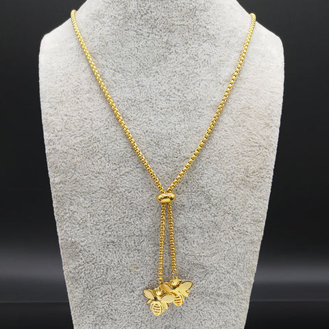 Fashion Bee Stainless Steel Long Necklace