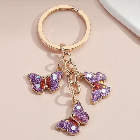 Colorful Enamel Butterfly Keychain Insects Car Key