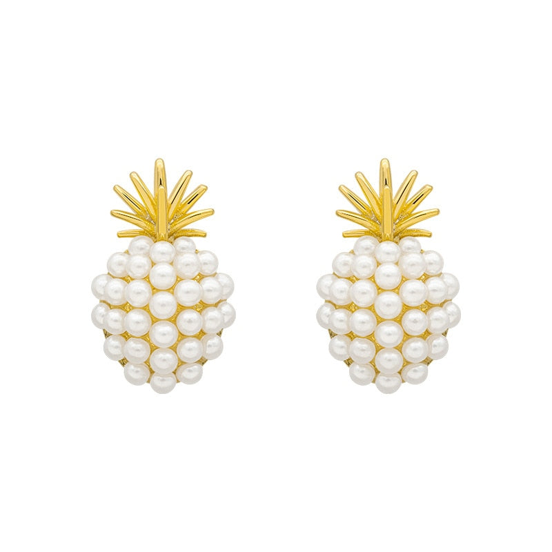 Trendy Geometric Pearl Classic Pineapple Pearl Stud Earrings