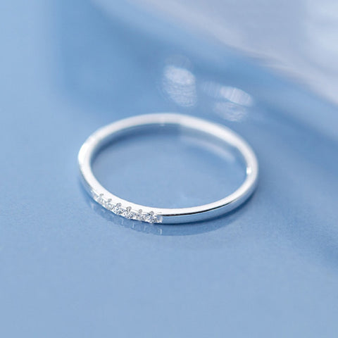 Zircon Round Geometric Ring For Fashion Cute Fine Jewelry Minimalist