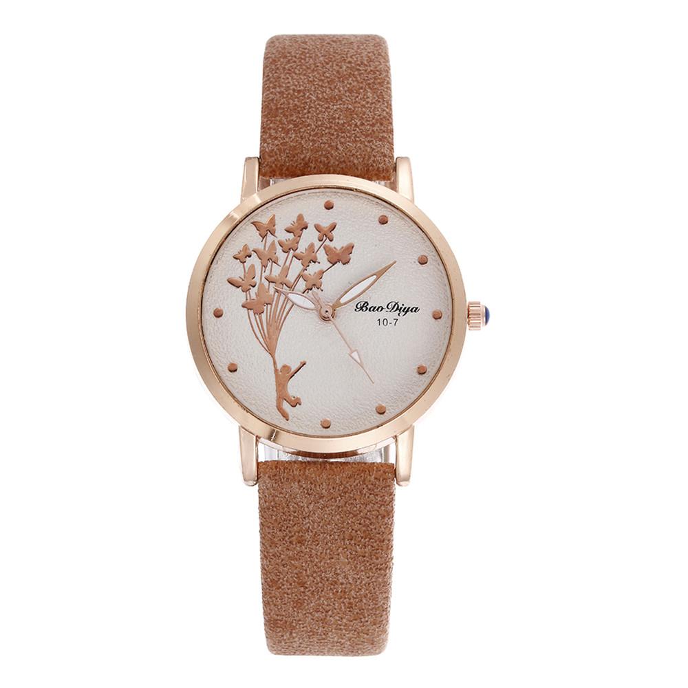 Fashion Butterfly Women Watches Simple Brown Quartz