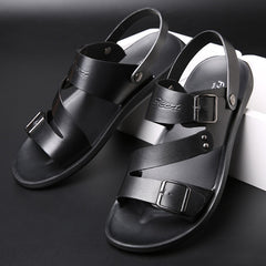 Sandals Solid Color Leather Men Summer Shoes Casual Comfortable