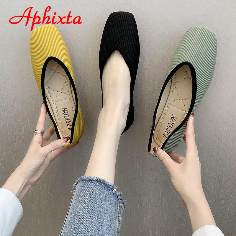 Cotton Fabric Flats Shoes Women Yellow Ballerina Socks Shoes