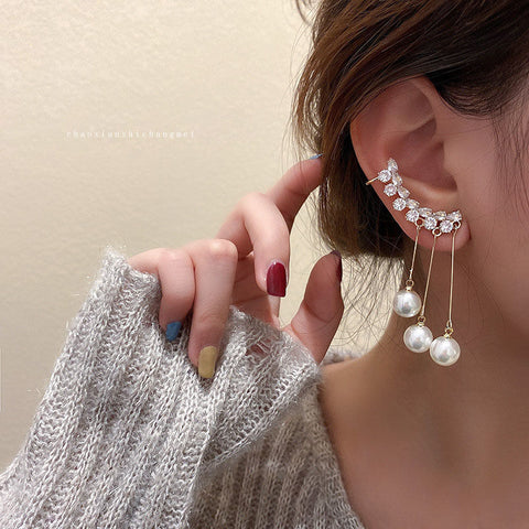 fashion design zircon earrings for women tassels pearl earrings