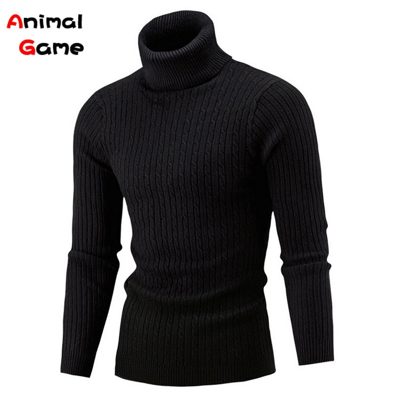 Turtleneck Sweater Casual MenWarm Knitted Sweater Keep Warm