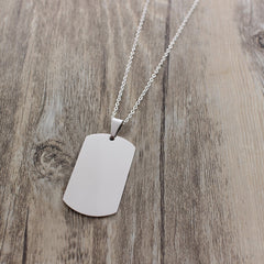 Rectangle Pendant Necklace Men Trendy Simple Stainless Steel