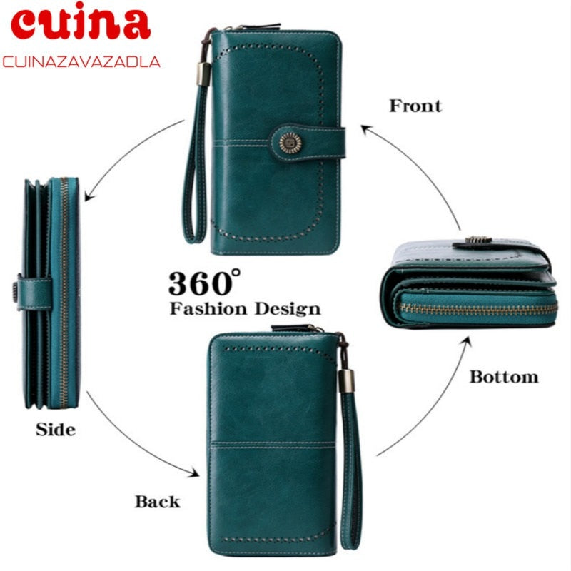 Fashion Retro Women Clutch Leather Wallet Female Long Wallet