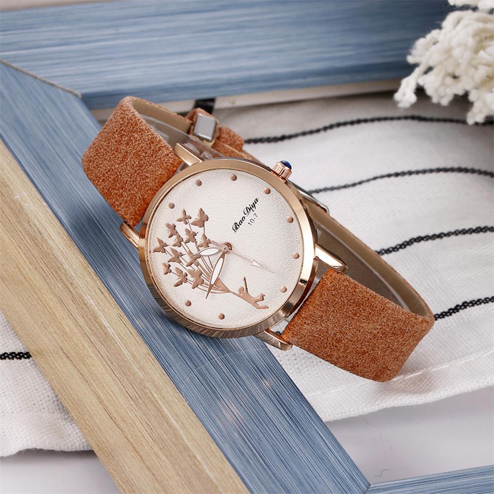 Fashion Butterfly Women Watches Simple Brown Quartz