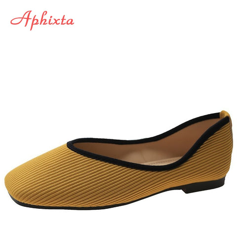 Cotton Fabric Flats Shoes Women Yellow Ballerina Socks Shoes
